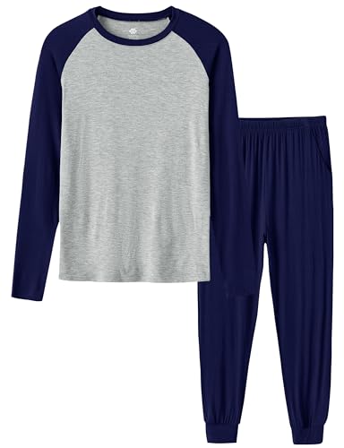 Image of MoFiz Boys Pyjamas Sets Long Sleeve Sleepwear Pjs Sets 14-16 Years Navy L