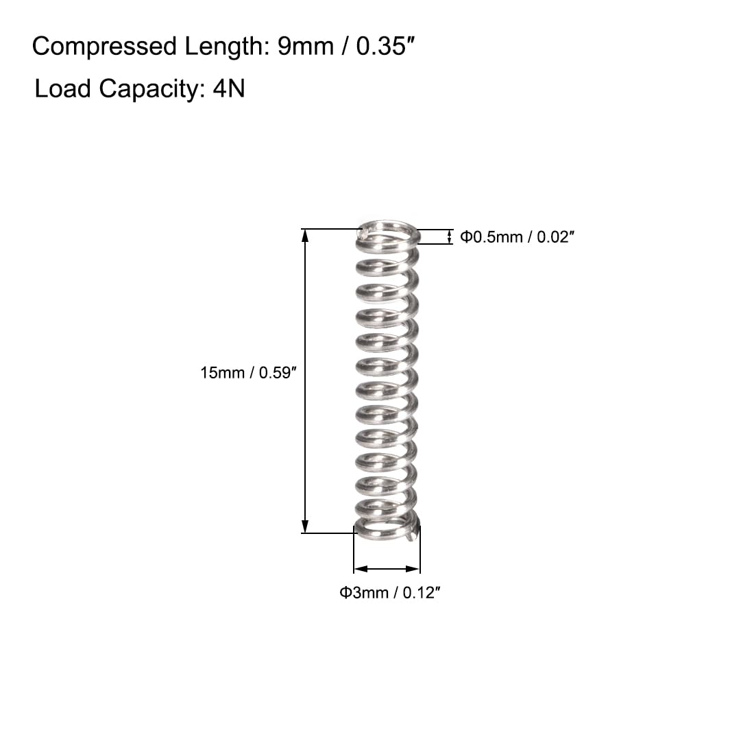 Lot De 10 Petits Ressorts De Compression 2 Mm OD – Fil 0,35 Mm, Longueur 15 Mm – Acier Inox 304 – Bricolage, Réparation, Imprimante 3D