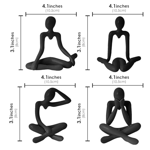 Set de 4 Estatuas Abstractas de Pensador en Plástico Negro miniatura 2