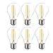 Amazon Basics - Confezione da 6 lampadine a LED, con attacco Edison E27, piccole, da 7 W (equivalenti a 60 W), con filamento in vetro trasparente, non dimmerabili