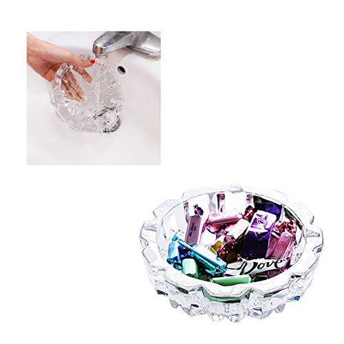 Tsyware Round Heavy Duty Glass Smoking Ashtray For Indoor And Outdoor Home Office Tabletop Decoration 4.8 Inch Diameter thumb #1
