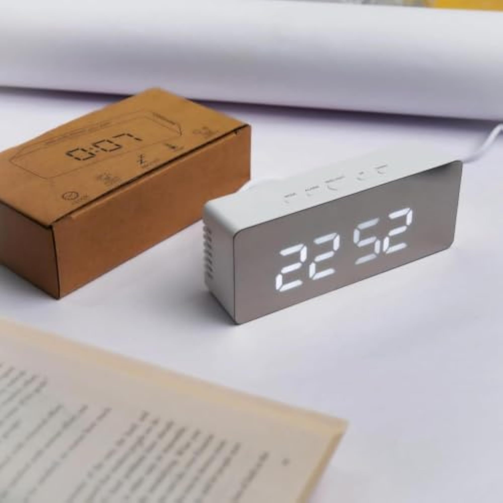 Digital Mirror Alarm Clock with Temperature & Date Display