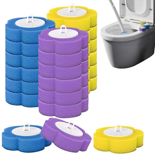 Disposable Toilet Brush Refills with 3 Fresh Scents Hygienic Cleaning Pads for Bowl Buddy & Compatible Handles 18-Pack (No Handle Included)
