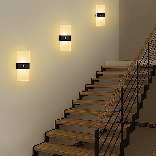 Image of Motion Sensor Wall Light, Rechargeable LED Wall Sconce, Dimmable Magnetic Night Light, 3000K Warm White Wireless Lamp, Battery Powered Indoor Hallway Stairway Closet Bedroom,1-Pack