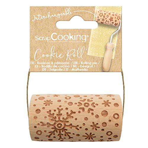 SCRAP COOKING - Mini rouleau bois Flocon - Décos Empreintes Gravées en Relief - Moule Décoration Biscuits, Sablés, Cookies - 5303