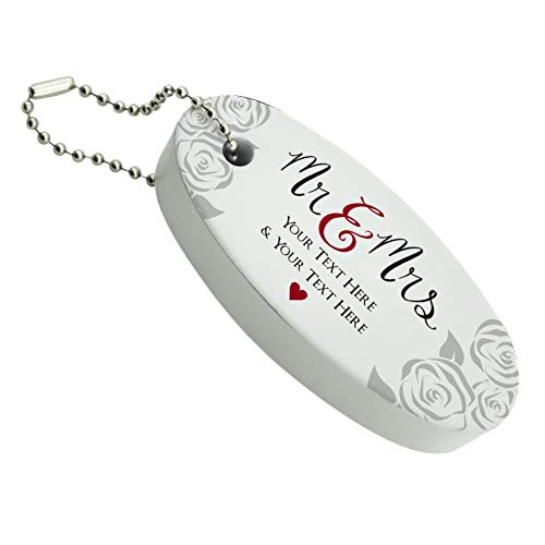 Personalized Custom 2 Lines Mr and Mrs Wedding Floating Keychain Oval Foam Fishing Boat Buoy Key Float