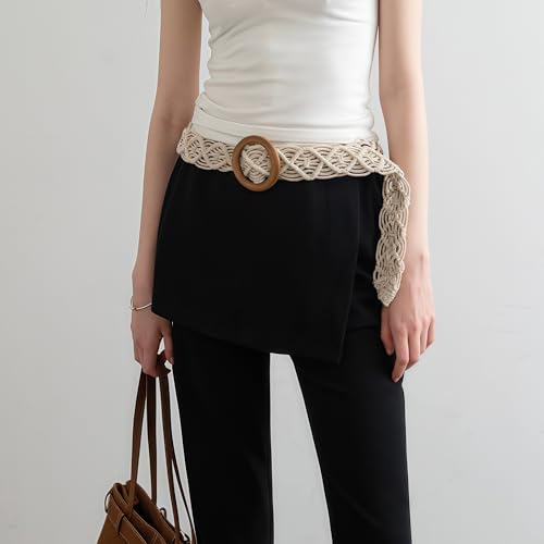 HOTWILL Boho Belt for Women Wide Bohemian Rope Braided Waist Belts Ladies Summer Dress3