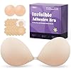 Invisible Strapless Sticky Bra Push up for Women, Ultra Adhesive Bra for Backless Dress, Cleavage Bra Lift with Pasties Kit (B Cup, Light Beige)