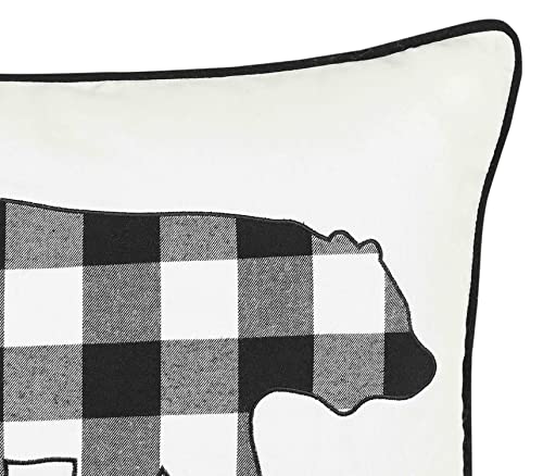 Eddie Bauer Home Throw Pillow With Zipper Closure, Perfect Home Decor For Bed Or Sofa, 16" X 20", Cabin Plaid Bear Black/White #TOP2