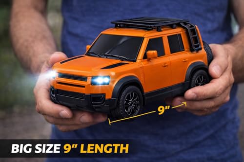 Image of TEC TAVAKKAL Remote Control Car for Kids & Adults, 50 Km /h High Speed RC Car with LED Headlights, 60+ Feet Range, Type-C Rechargeable Off-Road SUV Toy Car, 4 Direction Control (Orange)