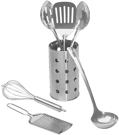 Silver 7 Piece Stainless Steel Kitchen Tool Set | Best Cooking Utensils