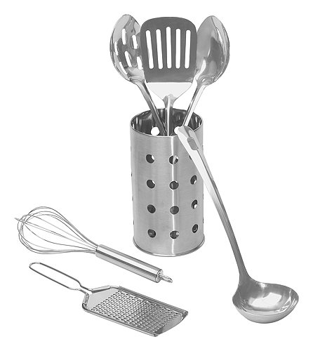 Zuccor Silver 7 Piece Stainless Steel Kitchen Tool Set | Best Cooking Utensils