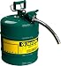 Justrite 7250430 AccuFlow 5 Gallon, 11.75" OD x 17.50" H Galvanized Steel Type II Green Safety Can With 1" Flexible Spout