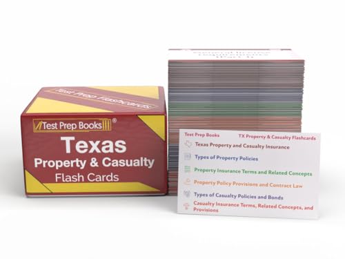 Texas Property and Casualty Study Cards: Texas Property and Casualty Insurance License Exam Prep 2026-2027 and Practice Test Questions [Full Color Cards]
