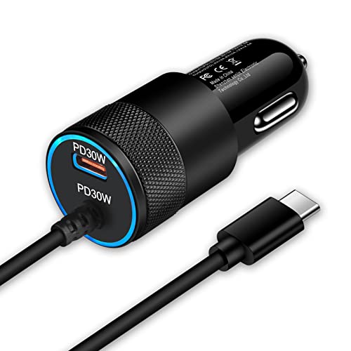 60W VK[\Pbgusb c }[d type cP[ut 2|[g ԍڏ[d PD30W+PD30W FodLop  usb J[`[W[ 12V/24VԑΉ ^ iPhone15/14/13/SE/12/11/X/8,Xpe