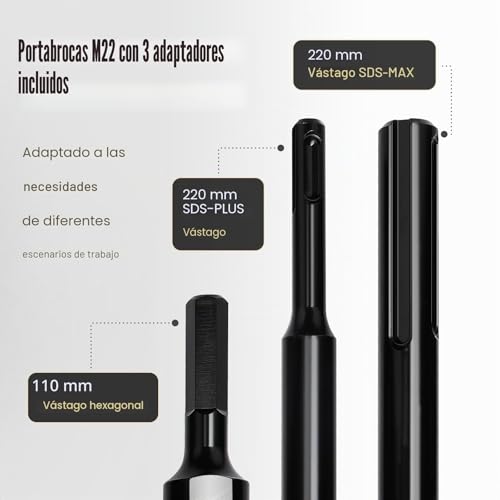 Miniatura 3 de Corona De Perforación De 110 Mm, Longitud Útil 200 Mm Con Vástago Sd Plus 220 Mm, Sds Max 220 Mm, Vástago Hexagonal 110 Mm, Broca De Centrado 10 X 240 Mm, Para Mampostería