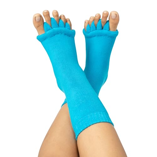 Image of DIRTS Cotton Foot Alignment Socks - 5 Toe Separator for Easing Bunion, Plantar Fasciitis, Hammer Toes, and Pain Relief - Size UK6-9 9(Blue, Large) (Pack of 2)