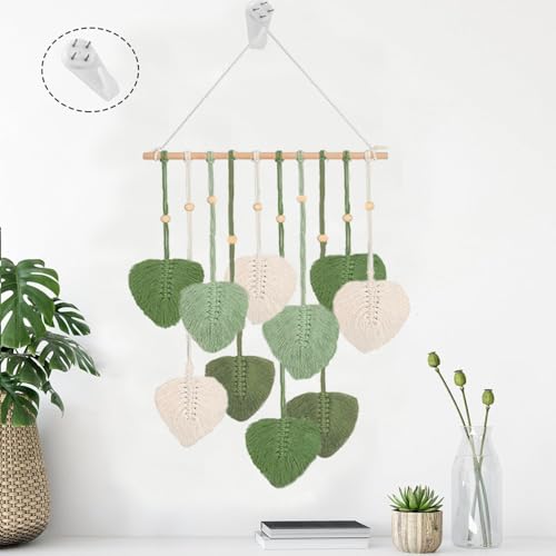RXKFIGX Macramé de Pared Boho Deco Colgante de Pared de Macramé Tapiz de Macramé de Hojas Tapiz de Macramé para Colgar en Pared para Decoración de Pared de Dormitorio y Guardería