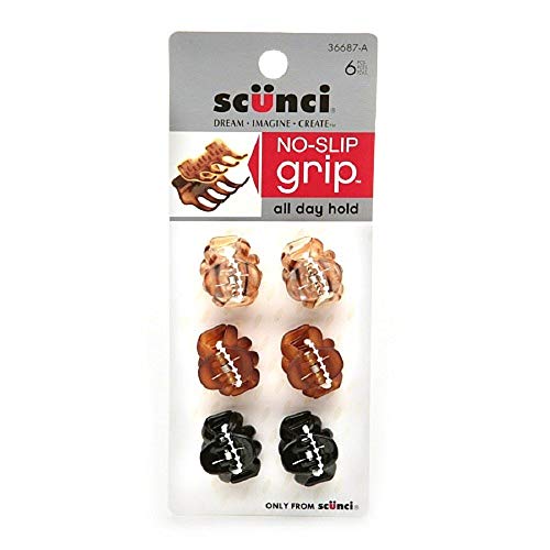 Scunci No-Slip Grip Mini Octopus Jaw Clips 6 ea (Pack of 2)