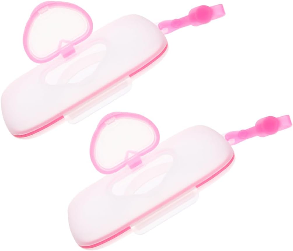 Zerodeko 2PCS Portable Baby Wipes Dispenser Case Outdoor Waterproof Wipes Box Sealing Lid Cute Infant Holder for Diaper Bags and Strollers