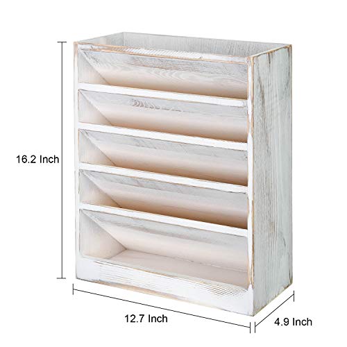Vintage Rustic Wooden 5 Slot Office Desk or Distressed Torched Wood Wall Mounted Hanging Document Filing Organizer，Magazine Rack，Mail Holder Organizer display stand by VERGOODR - Image 2