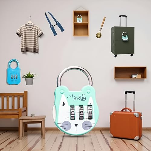 Image of Green 3 Digit Combination Padlock Hard Stainless Steel High Strength Luggage Suitcase Locker Room Padlocks Number Password Lock Combination Locks for Dorm Drawer Safe Lock Padlocks and Hasps