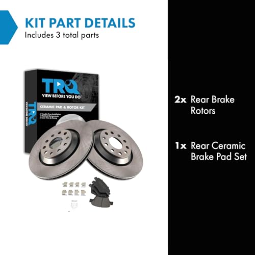 Image of TRQ Rear Brake Pad and Rotor Set Ceramic Compatible with 2013 Volkswagen Golf 2013 GTI