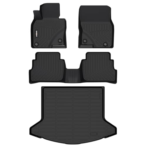 GINOWY- Floor Mats & Cargo Liner for Mazda CX-5 2023-2025, TPE All Weather Protection Car Mats for Mazda CX5 2024 Non-Slip Trunk Mat Floor Liners Waterproof Accessories Mats Black