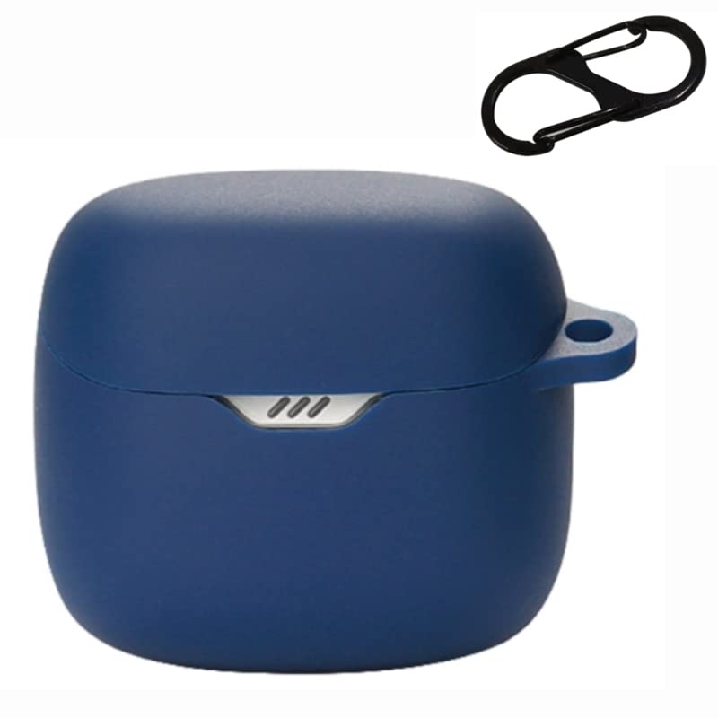 Ferbao Silicone Carrying Case Compatible with JBL Tune Flex Headphones,Portable Scratch Cover with Carabiner (Blue)