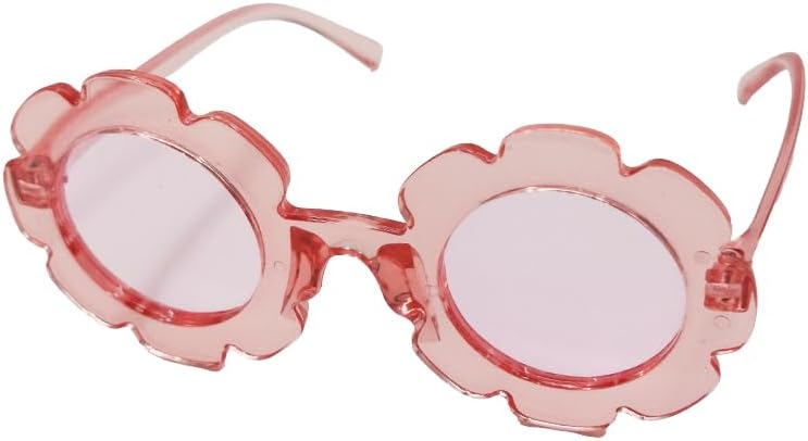 VIGUEUR 2PCS Round Flower Sunglasses, White and Pink, Beach Outdoor Wear, Small Size - Image 2