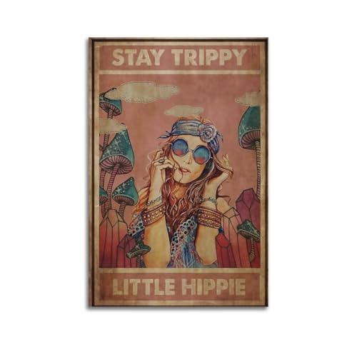 Art mural esthétique vintage pour chambre et salon avec la grande toile Stay Trippy sans cadre