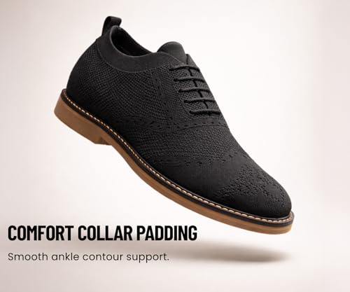 Image of Kraasa Men's Casual Sneaker Lace-Up Oxford Shoes | Breathable Knit Upper | Lightweight & Comfortable | Stylish Brown Sole | Office