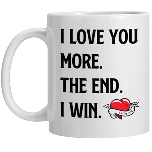 Fugifting Christmas Gifts for Boyfriend, Girlfriend, I Love You More The End I Win Coffee Mug,Wife or Husband Birthday Gift,Romantic Anniversary Birthday Valentine's Day Gifts for him for her