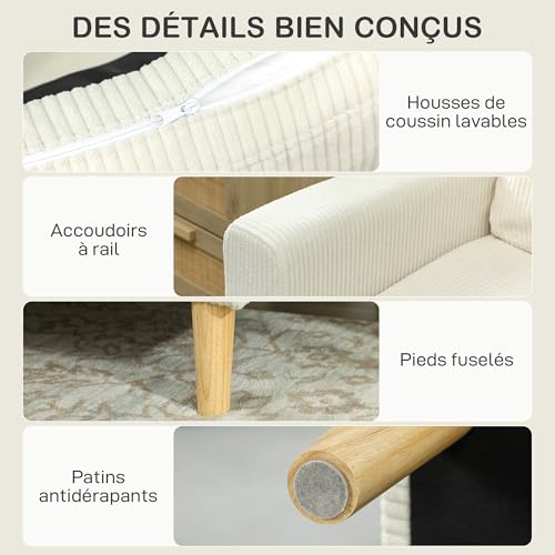 Canapé 3 places velours côtelé Beige – Mod. 83B-413V00BG