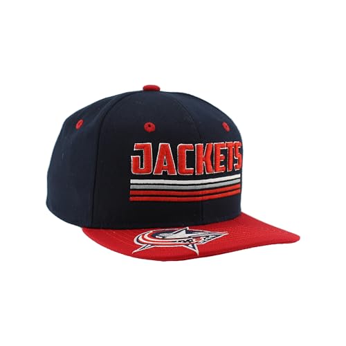 ZHATS Columbus Blue Jackets NHL Officially Licensed Youth Adjustable Snapback Hat Flat Bill Z11 Pitch