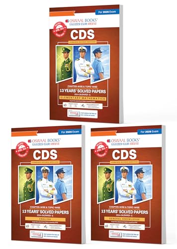 Image of Oswaal CDS Maths, English & General Knowledge 13 Years' Chapter-wise & Topic-wise Solved Papers English Medium Set of 3 | 2014-2026 | Includes 2026 Paper-I | With Oswaal AI | For 2026-27 Exams