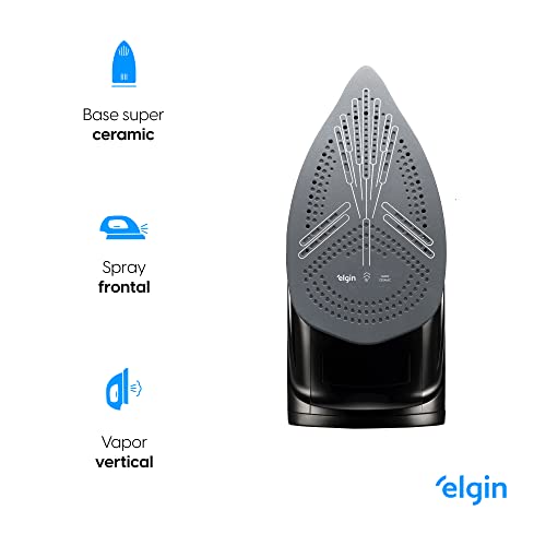 Ferro de Passar a Vapor Iron Glide Elgin Sistema corta-pingo Vapor Turbo Preto e Azul 1200W 110V
