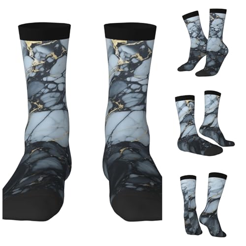 LZQPOEAS Black textured marble Athletic Socks Unisex Cushioned Crew Socks Hiking Running Calf Sock Soft Above Ankle Sock