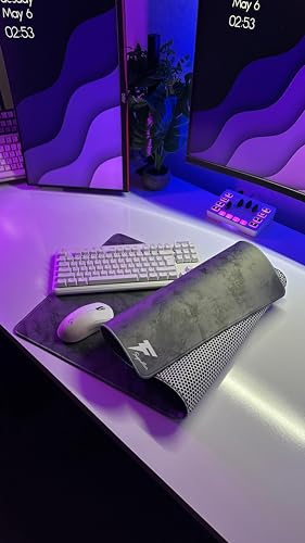 قاعدة ماوس ألعاب مقاومة للماء وكبيرة وممتدة ومقاومة للانزلاق، تتميز بسطح دقيق وتصميم متين للاعبين من فورسكس، رمادي (2 اكس لارج (90×40 سم))