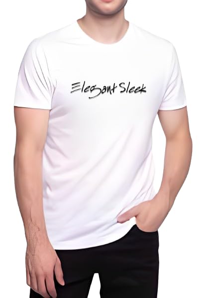 Image of Round Neck Typography Solid Colour Men's T-Shirt