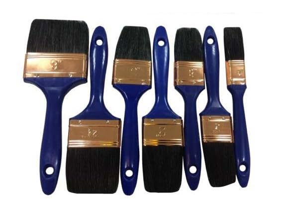 7 TLG. Malerpinsel, Lackierpinsel, Lasurpinsel, Pinsel Set Flachpinsel Satz Naturborsten Mix