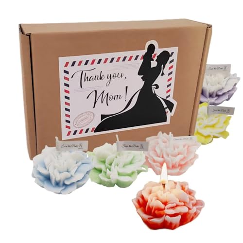 Mom Gifts: Mothers Day Candle Set Scented Aromatherapy 6-Pack - Soy Wax Carnation Shaped Candles with Thank You Mom on Box - Great Gift on Mothers Day, Birthdays, Christmas