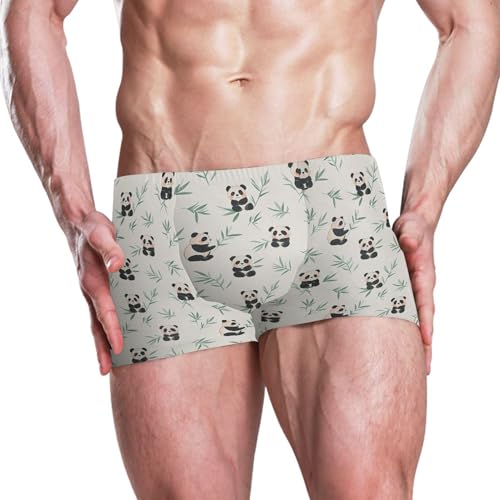 Cute Panda Mens Swim Trunk Swimwear Bathing Suit Swim Brief Square Leg Board Short S B04042072