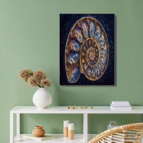 Imagen mural impresa de concha espiral sobre lienzo abstracto para sala de estar 6