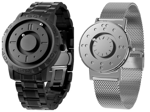 Montre magnétique homme étanche 3ATM cadran 40 mm bracelet noir 20 mm