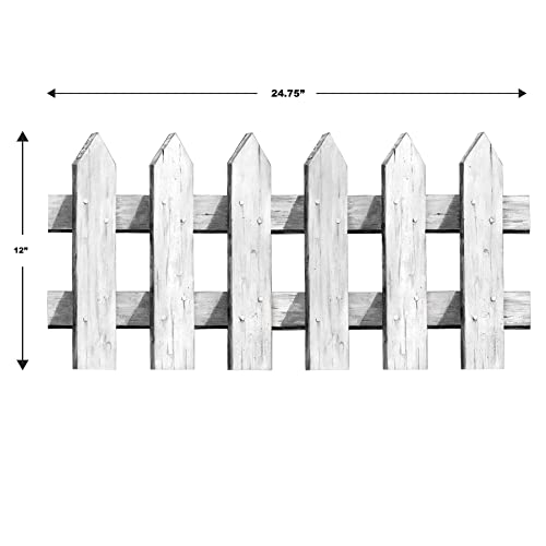 image for Beistle 6 Piece Cardstock Paper White Picket Fence Cut Outs Border Dec