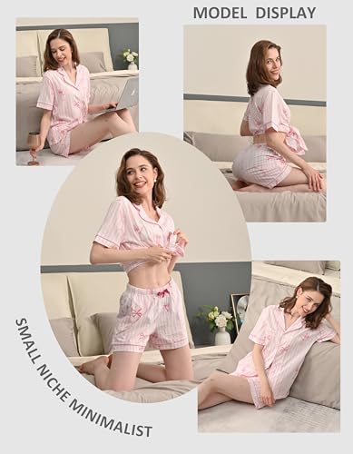 Image of NAP BOUND 100% Cotton Pajamas for Women Sets 2 Pieces Pjs Button short sleeves with Pockets Soft Sleepwear Loungewear XS-XXL