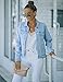 luvamia Women's Casual Basic Button Down Stretch Regular Fit Long Sleeves Denim Jean Jacket Azure Mood Size Medium