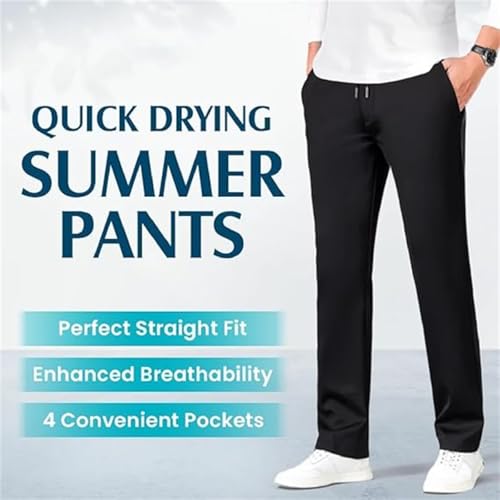 Ice Silk Mesh Panel Casual Pants, Mesh Irons Cooling Pants for Men Over 55, Quick Drying Breathable with Pockets2