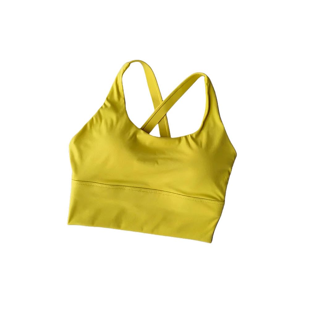 Bielizna wszystko w jednym biustonosz sportowy biustonosz push-up odporny na wstrząsy push-up biustonosz do biegania joga fitness, ŻÓŁTY, L